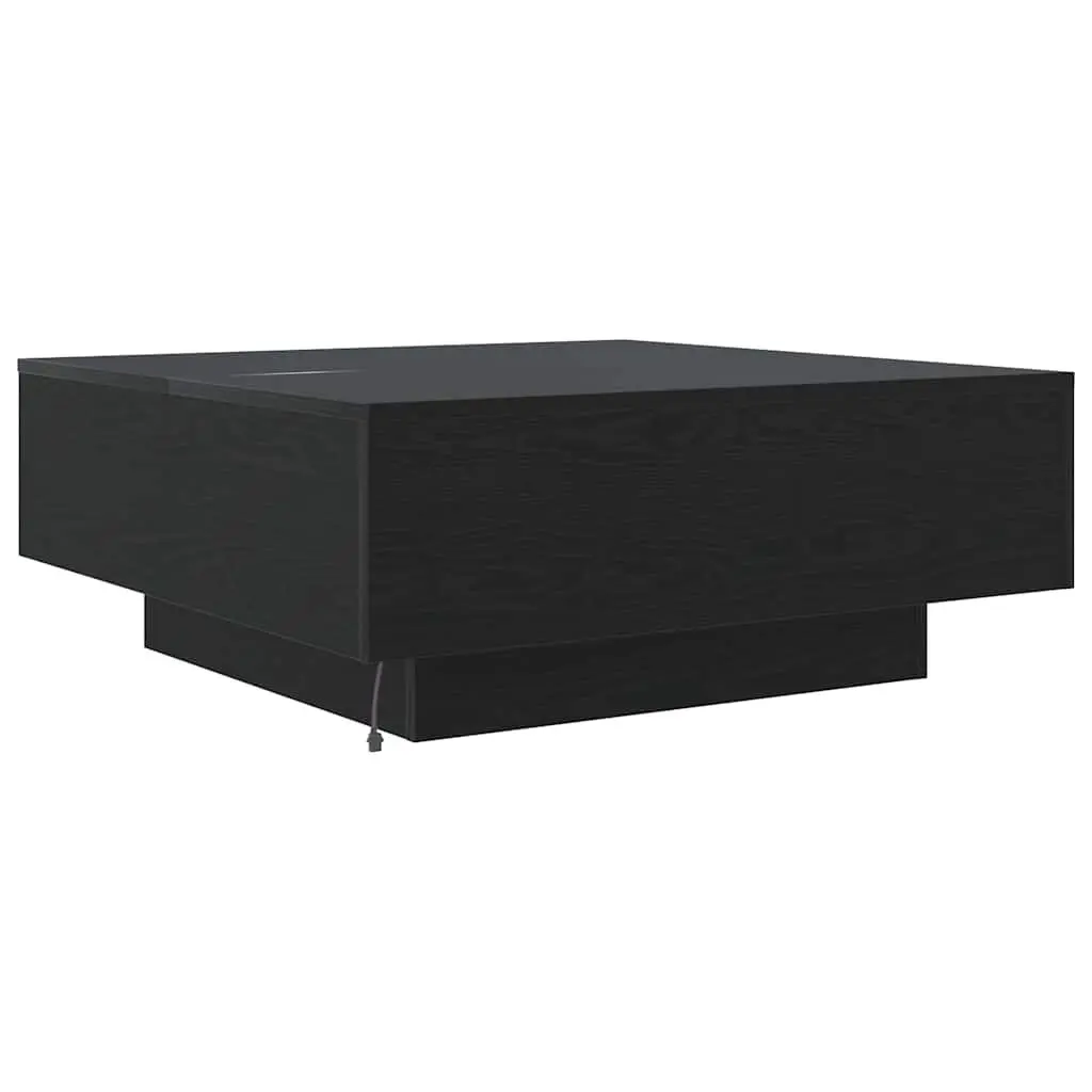 Black Oak Coffee Table with LED Lighting 80x80x31cm