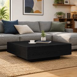 Modern Black Coffee Table with LED Lights for Style
