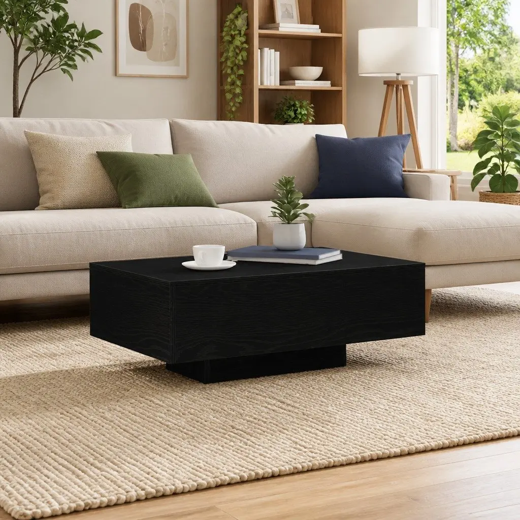 Black Oak Coffee Table with LED Lighting