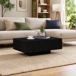 Modern Black Oak Coffee Table with LED Lighting