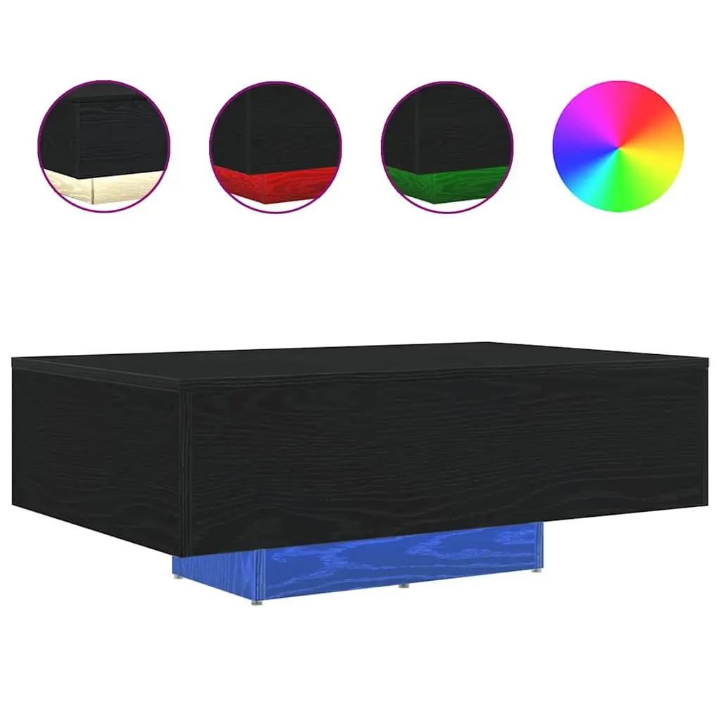 Black Oak Coffee Table with LED Lighting