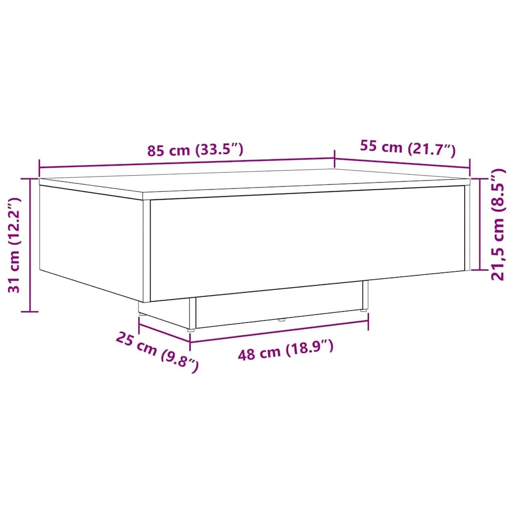 Black Oak Coffee Table with LED Lighting