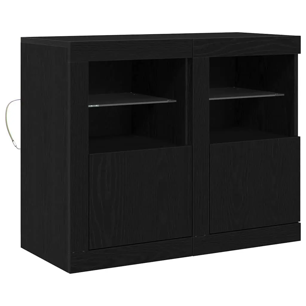 Black LED Sideboard with Glass Shelves