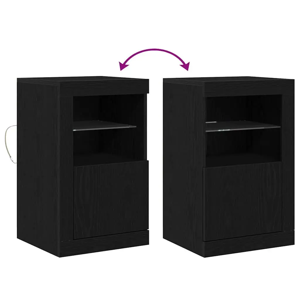 Black LED Sideboard with Glass Shelves