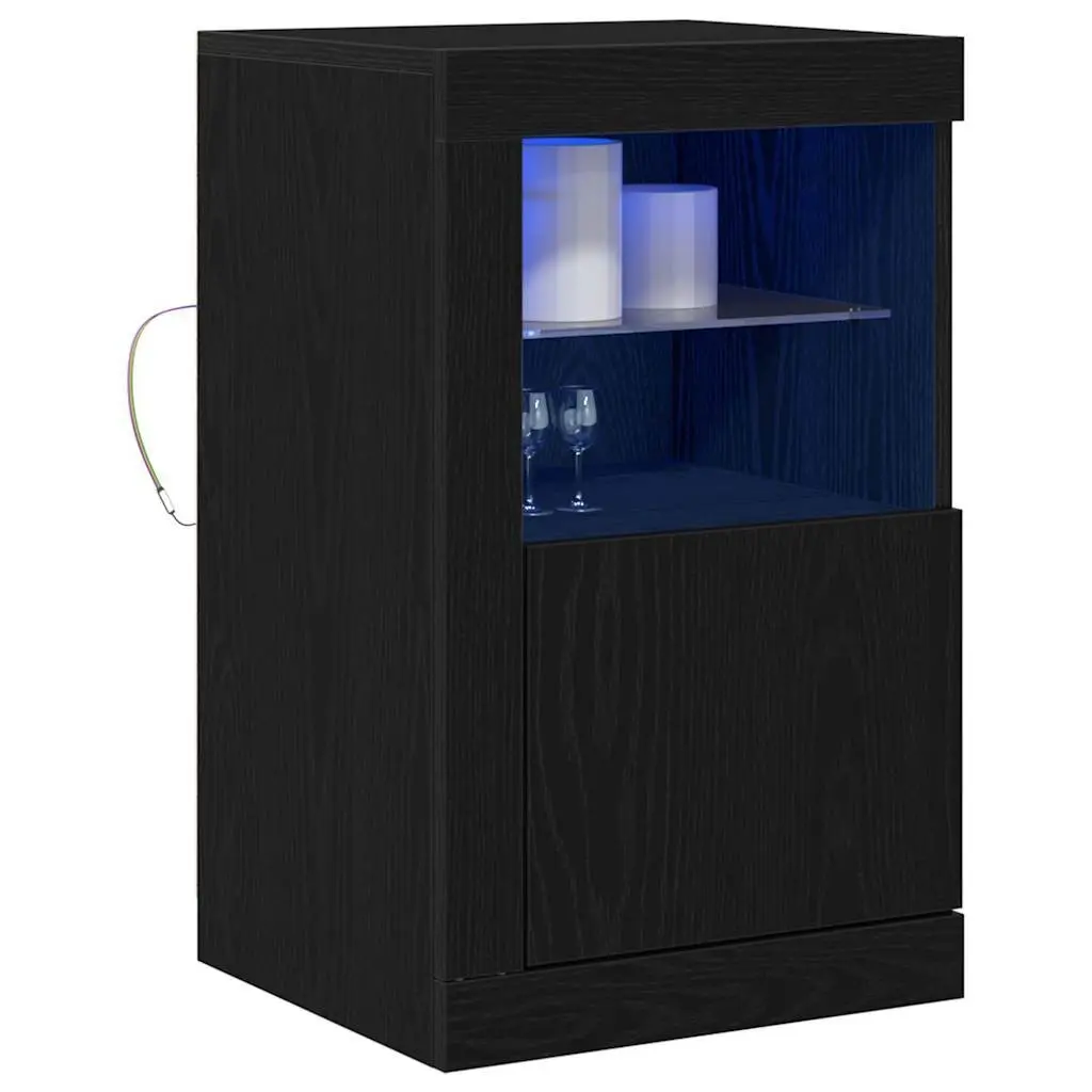 Black LED Sideboard with Glass Shelves
