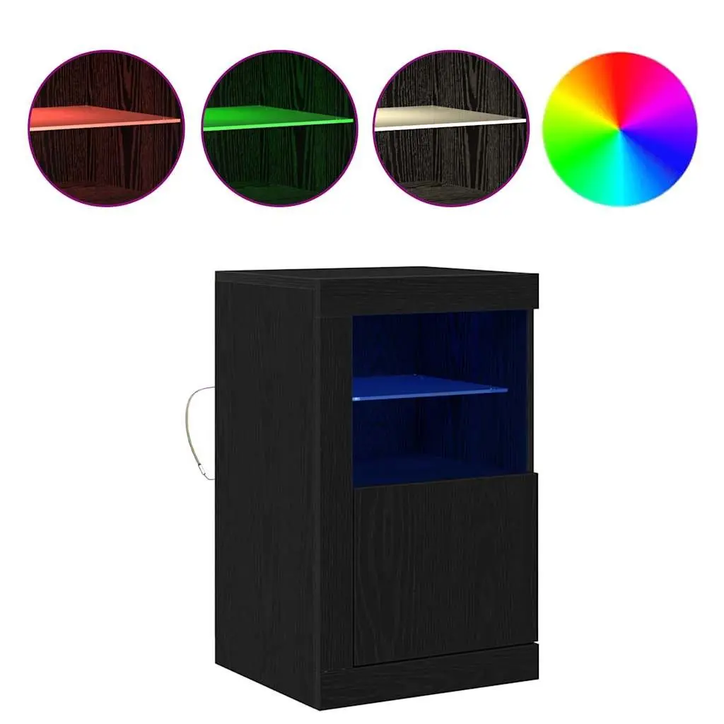 Black LED Sideboard with Glass Shelves
