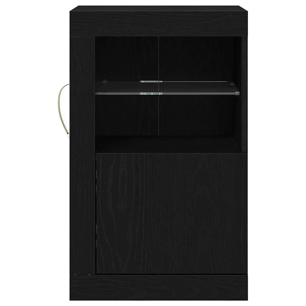 Black LED Sideboard with Glass Shelves