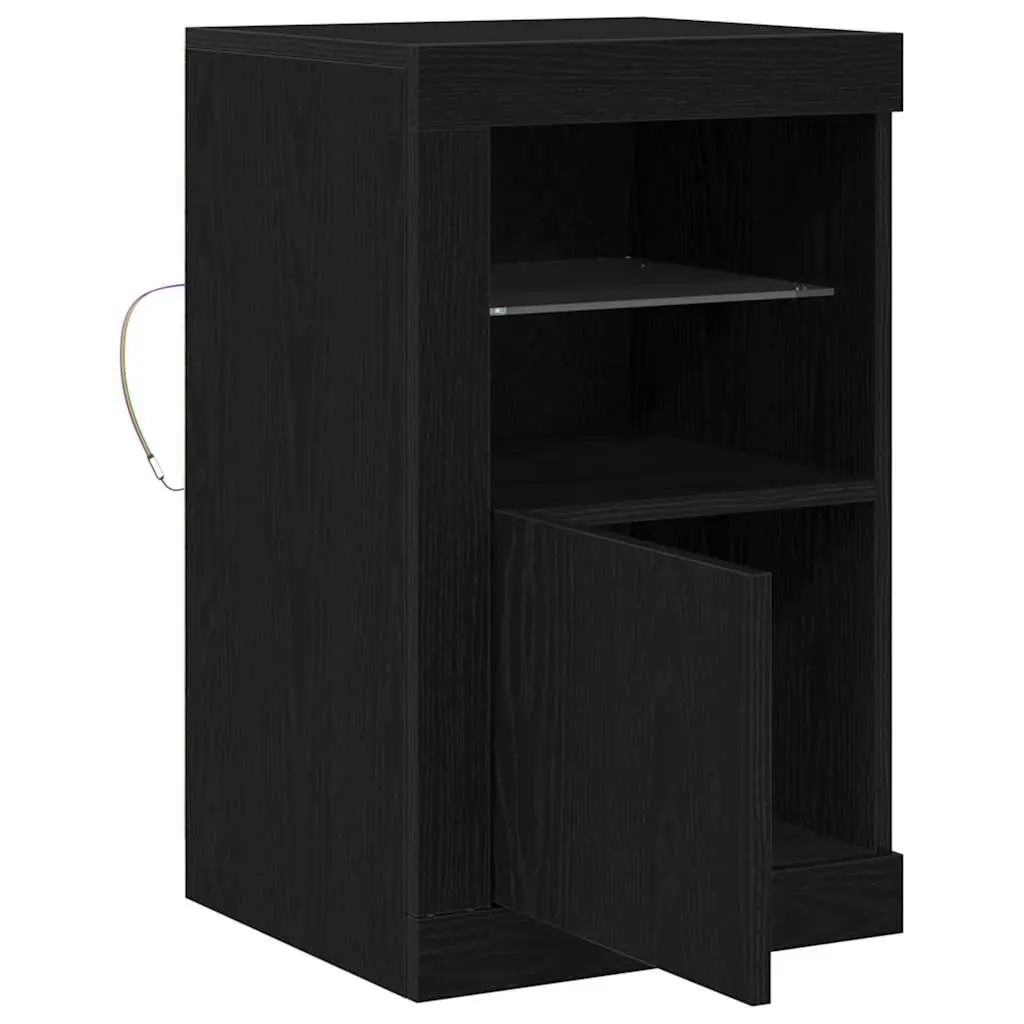 Black LED Sideboard with Glass Shelves