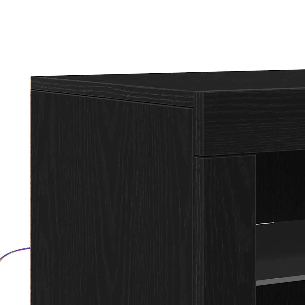 Black LED Sideboard with Glass Shelves