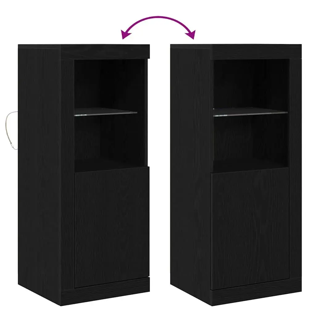 Black Modern LED Sideboard with Storage Compartments