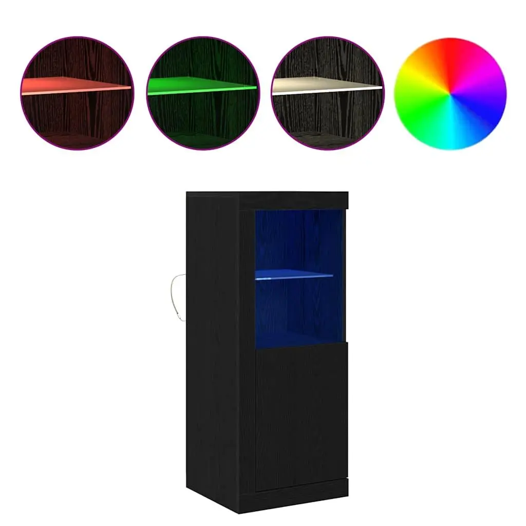 Black Modern LED Sideboard with Storage Compartments