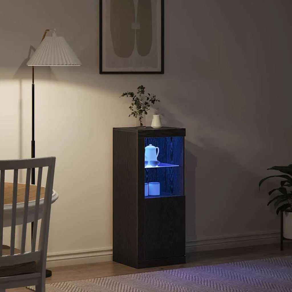 Black Modern LED Sideboard with Storage Compartments
