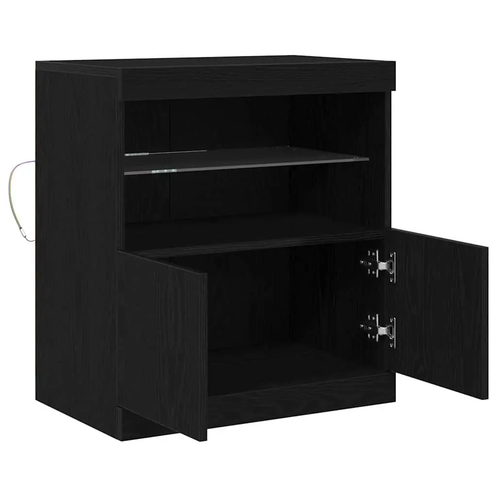 Black LED Sideboard with RGB Lighting, Modern Storage Unit