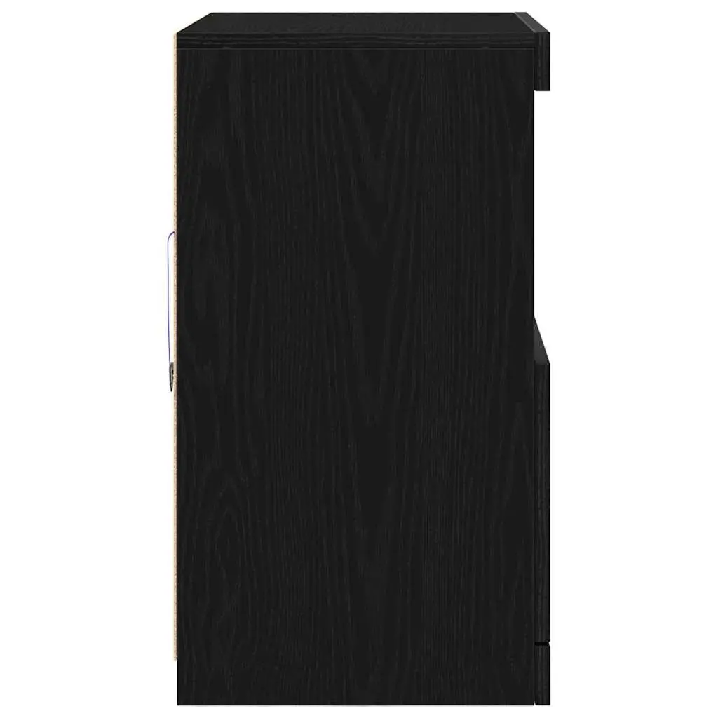 Black LED Sideboard with RGB Lighting, Modern Storage Unit