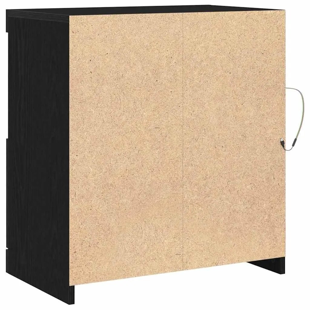 Black LED Sideboard with RGB Lighting, Modern Storage Unit