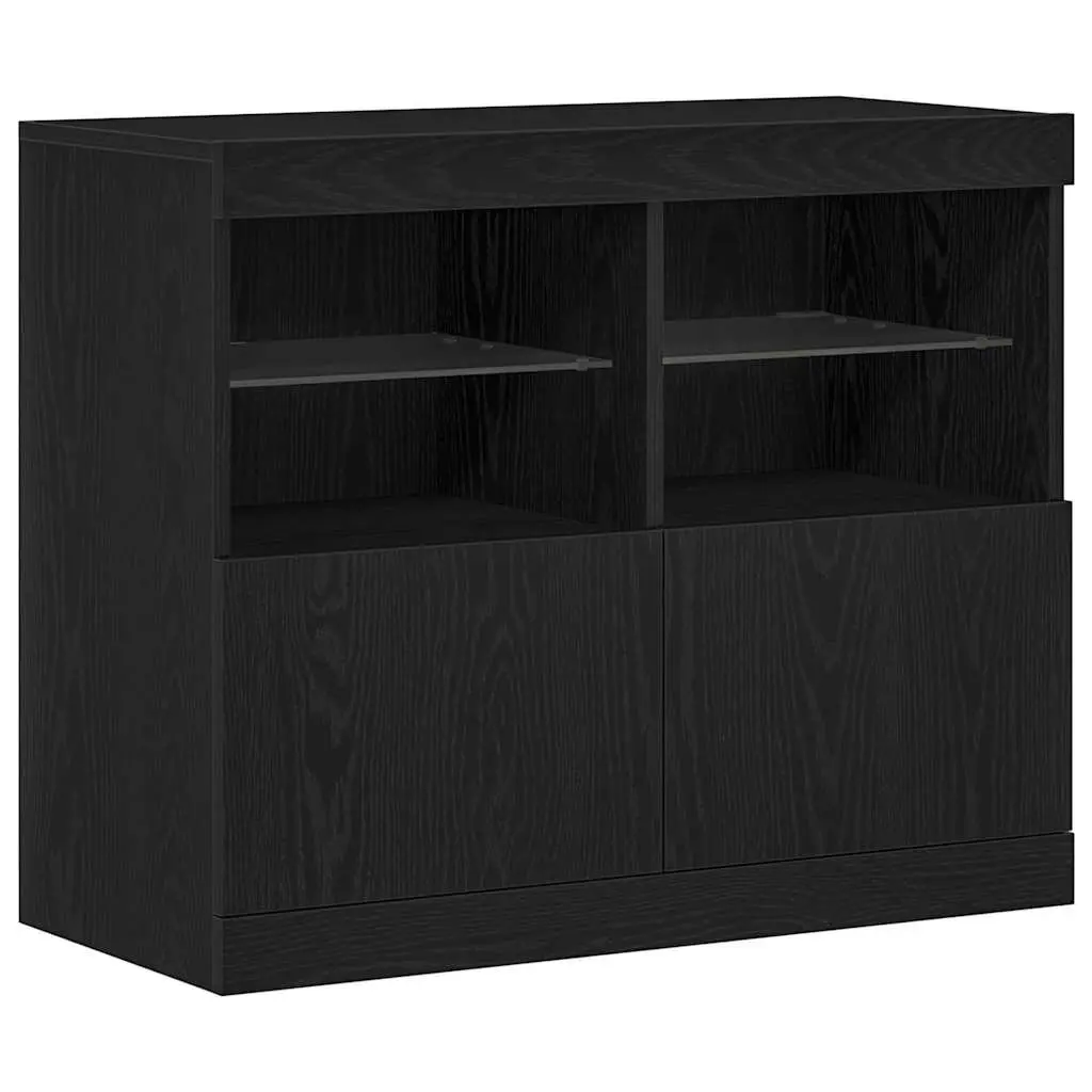 Black LED Sideboard with Sliding Doors