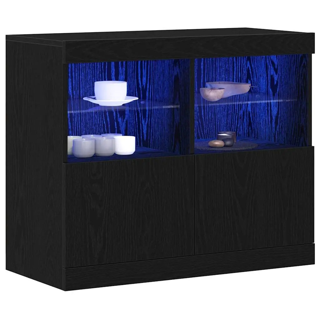 Black LED Sideboard with Sliding Doors