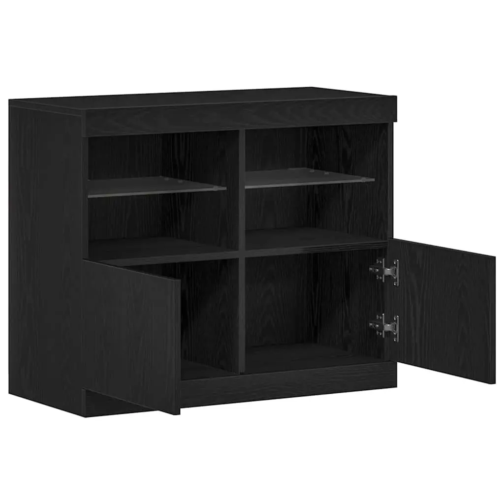Black LED Sideboard with Sliding Doors