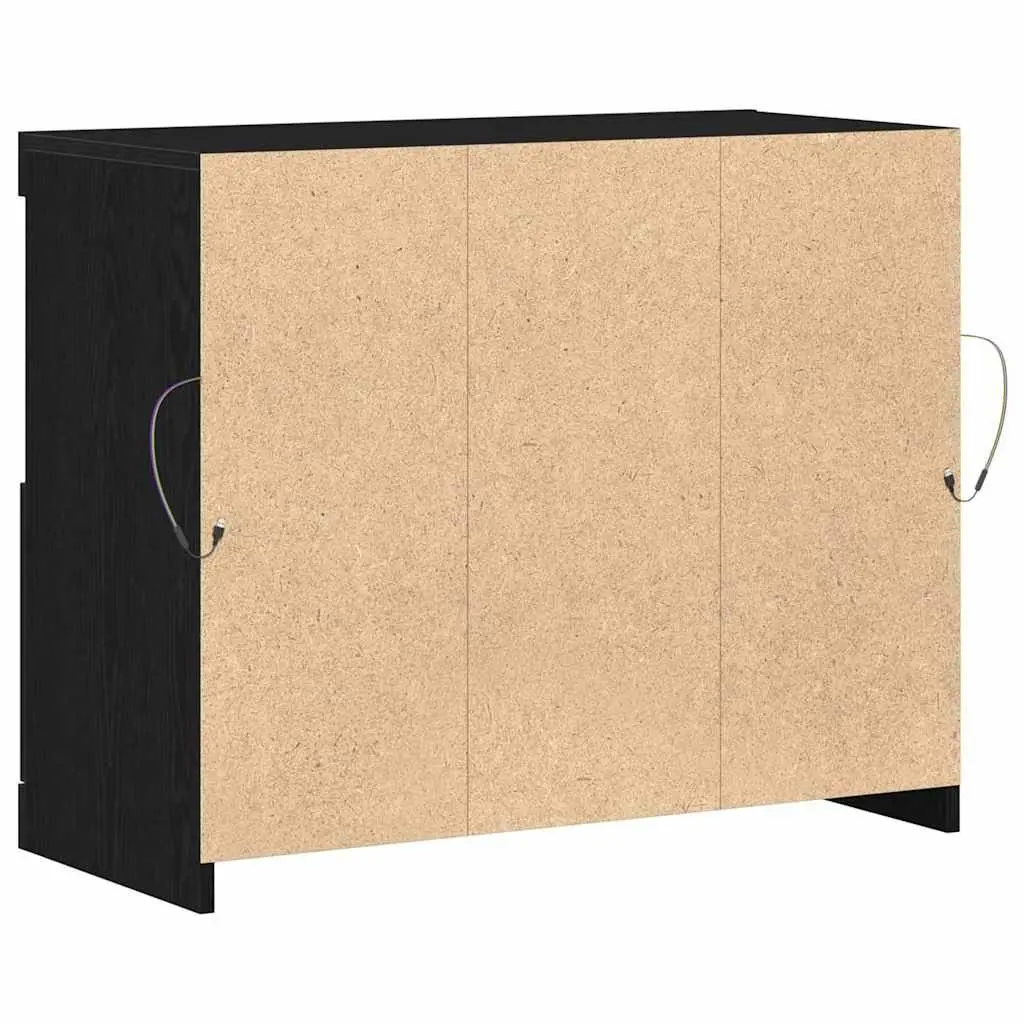 Black LED Sideboard with Sliding Doors