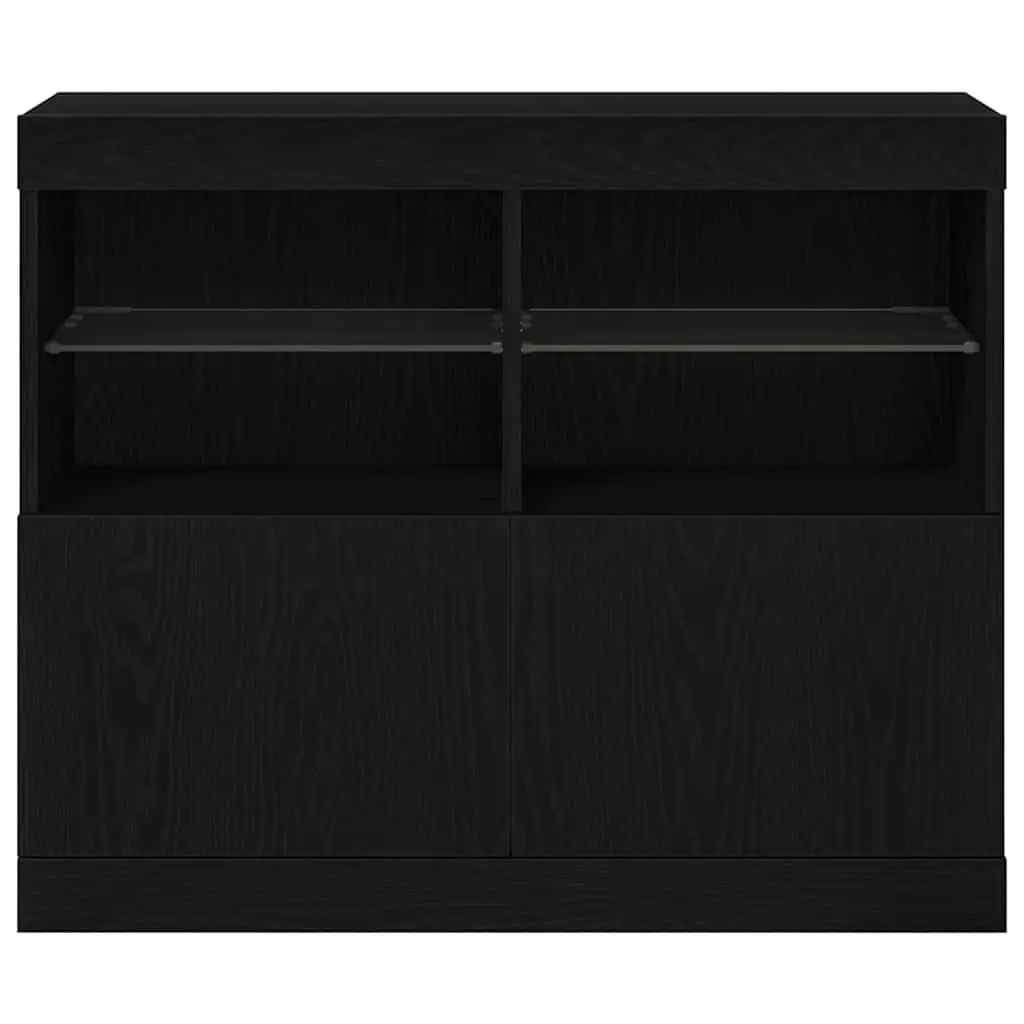Black LED Sideboard with Sliding Doors