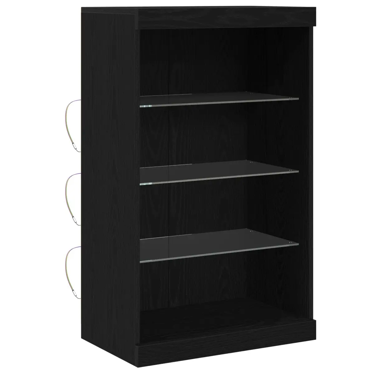 Sideboard Engineered Wood 60.5 cm Black Oak with Glass Shelves and Multicolour LED Lighting