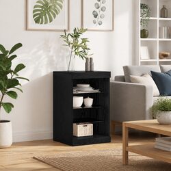 Contemporary Black Oak LED Sideboard with Glass Shelving