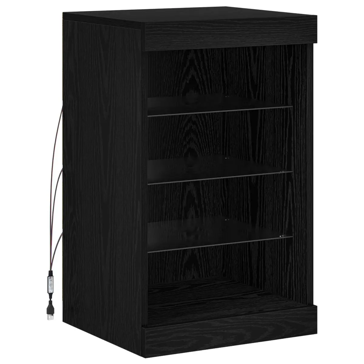 Sideboard Engineered Wood Glass Shelves 41x37x67cm Black Oak