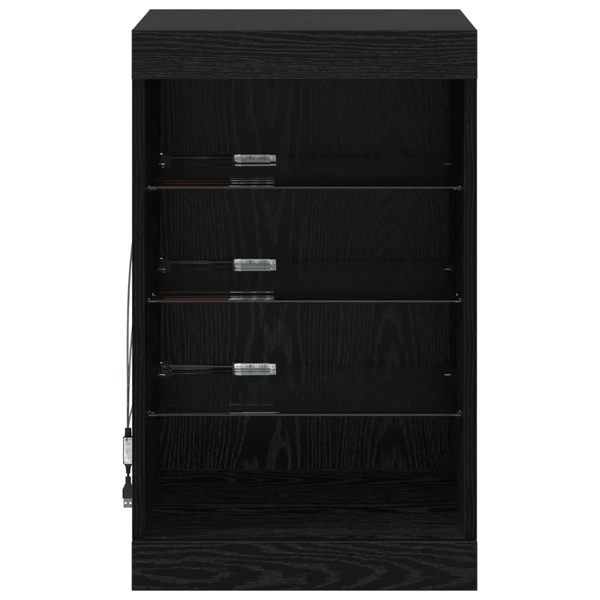 Sideboard Engineered Wood Glass Shelves 41x37x67cm Black Oak