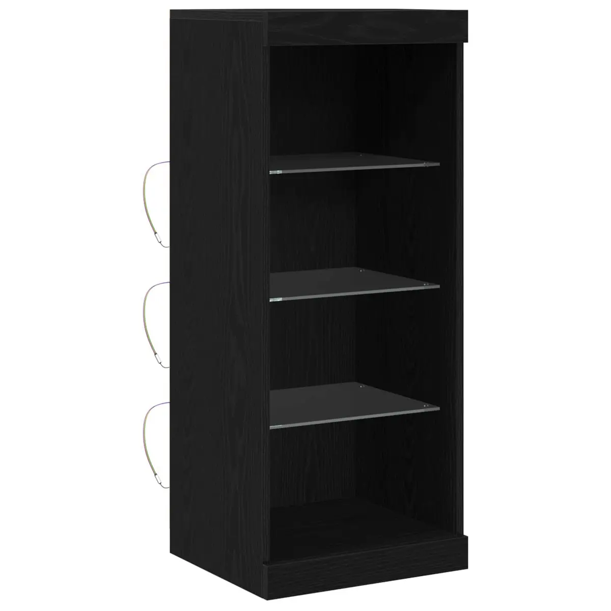 Sideboard Engineered Wood Black Oak RGB LED Lighting Drawers Glass Shelves