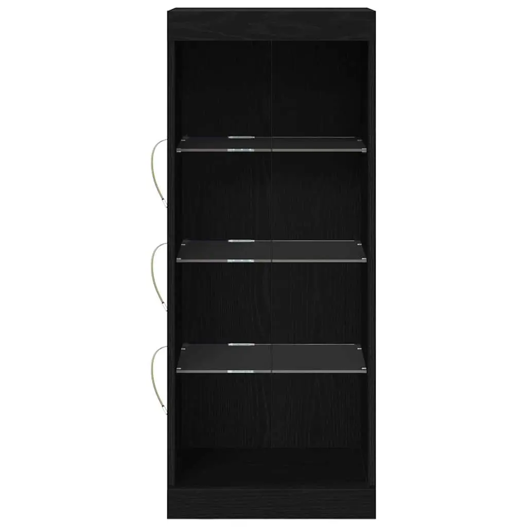 Sideboard Engineered Wood Black Oak RGB LED Lighting Drawers Glass Shelves