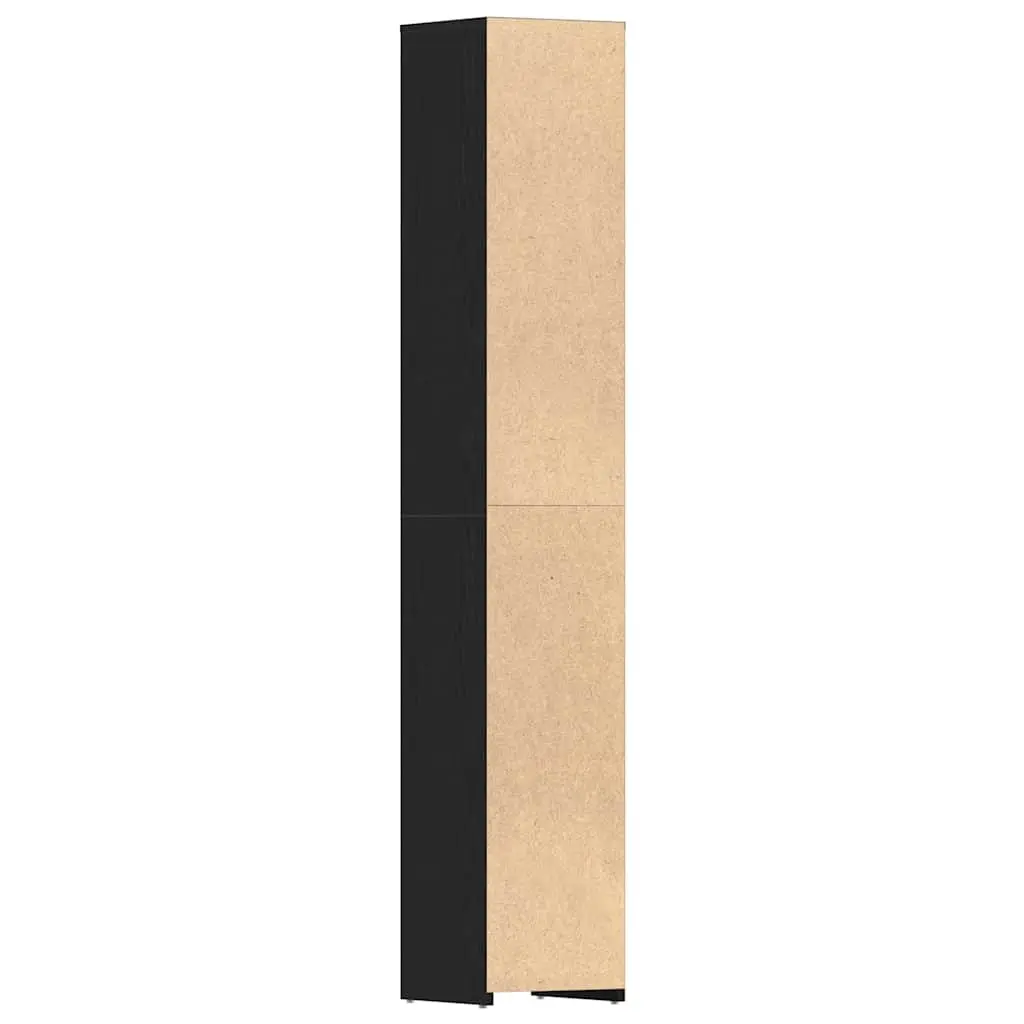 Bathroom Cabinet Engineered Wood 30 x 30 x 183.5 cm Black Oak Storage Cupboard Tall Organizer