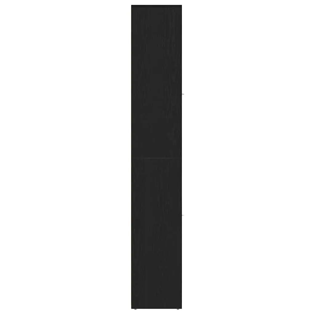 Bathroom Cabinet Engineered Wood 30 x 30 x 183.5 cm Black Oak Storage Cupboard Tall Organizer