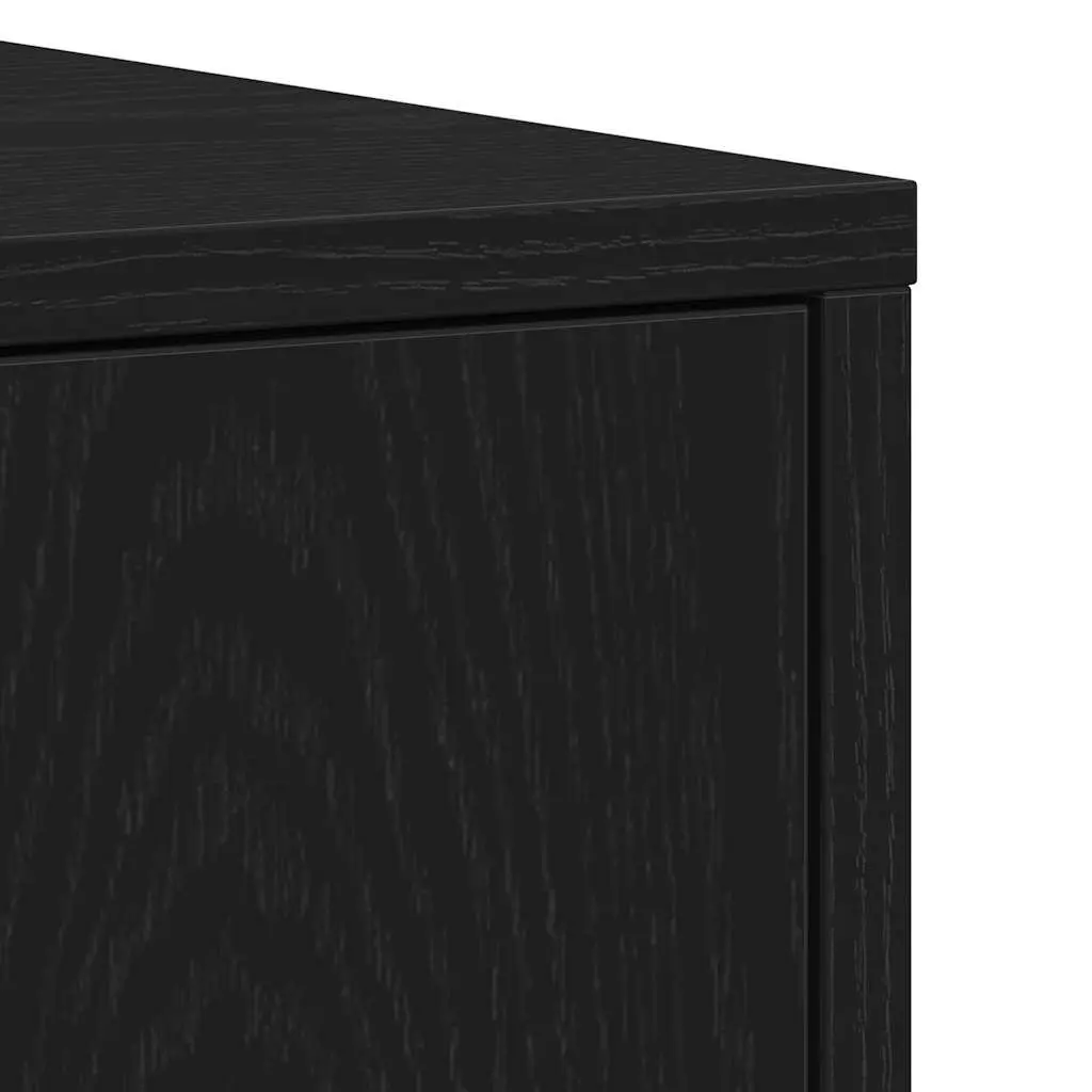 Bathroom Cabinet Engineered Wood 30 x 30 x 183.5 cm Black Oak Storage Cupboard Tall Organizer