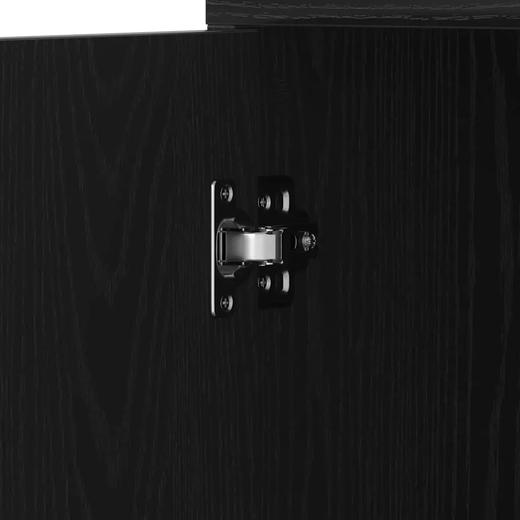 Bathroom Cabinet Engineered Wood 30 x 30 x 183.5 cm Black Oak Storage Cupboard Tall Organizer