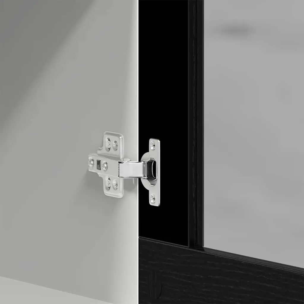 Hanging Glass Cabinet Wall-Mounted Kitchen Storage Black Oak 40x31x60cm