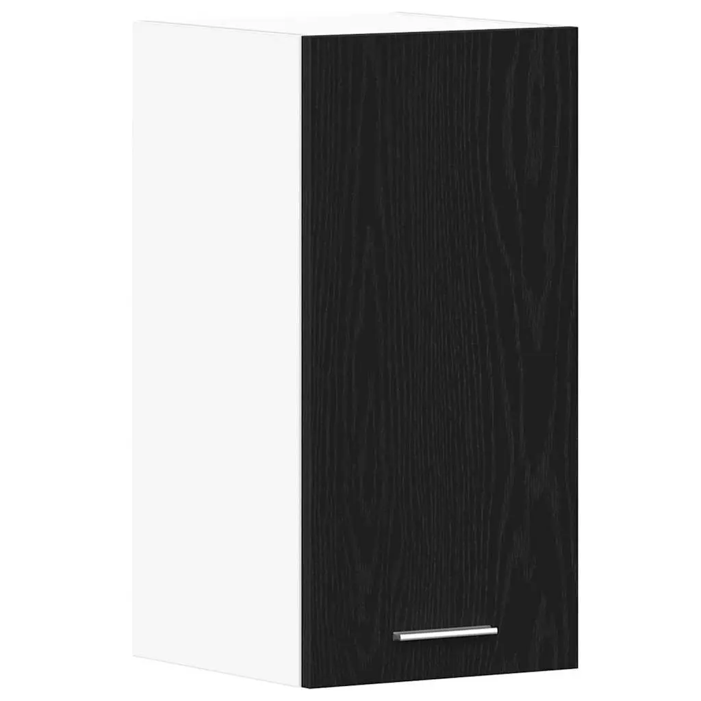 Wall-Mounted Black Oak Kitchen Storage Cabinet