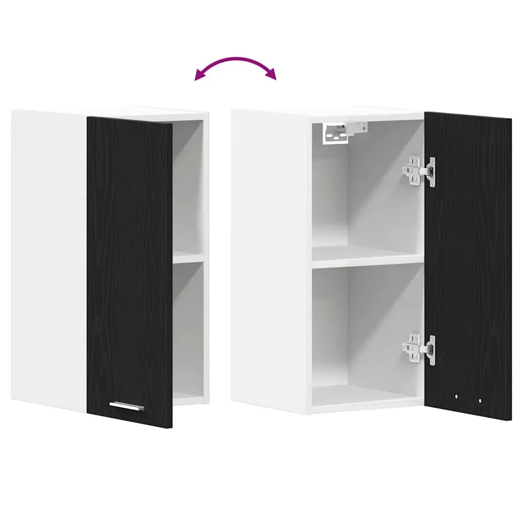 Wall-Mounted Black Oak Kitchen Storage Cabinet