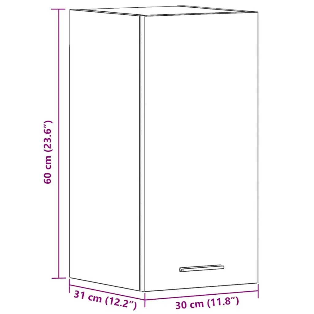 Wall-Mounted Black Oak Kitchen Storage Cabinet