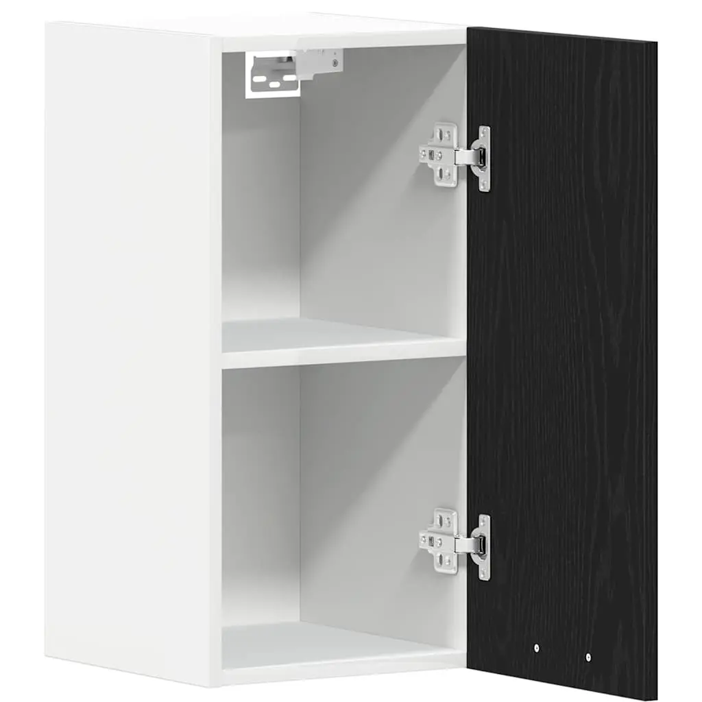 Wall-Mounted Black Oak Kitchen Storage Cabinet
