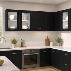 Durable Black Oak Hanging Cabinet for Kitchen Storage