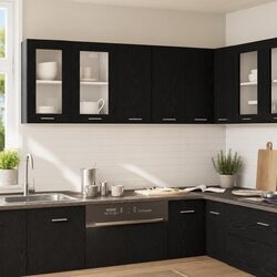 Black Oak Hanging Kitchen Cabinet for Stylish Storage 60x31x60cm