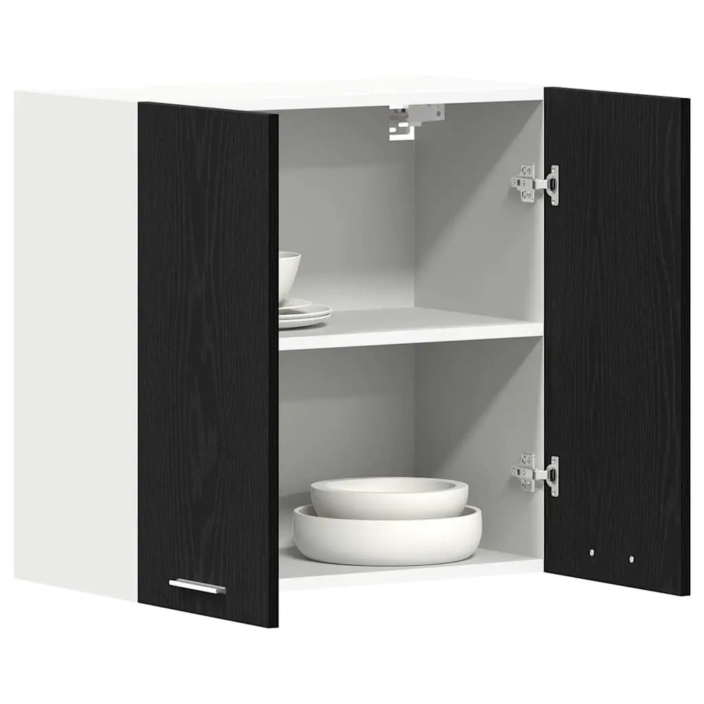 Hanging Kitchen Cabinet Black Oak Modern Storage Organiser 60x31x60cm
