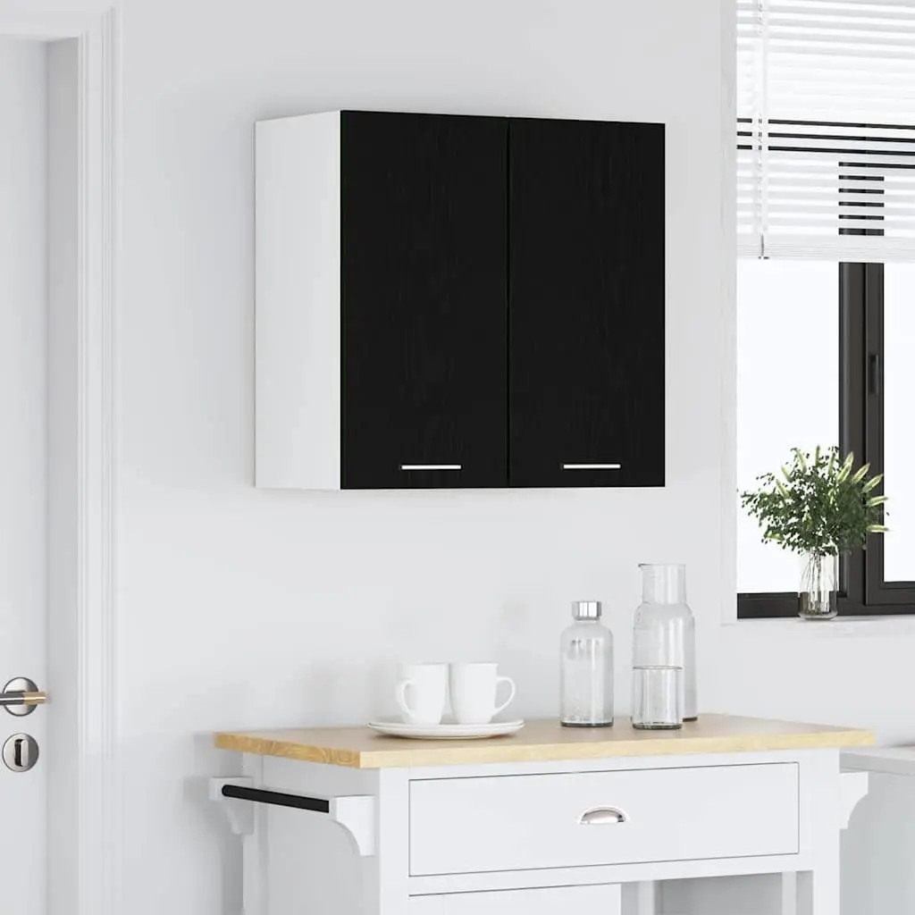 Hanging Kitchen Cabinet Black Oak Modern Storage Organiser 60x31x60cm