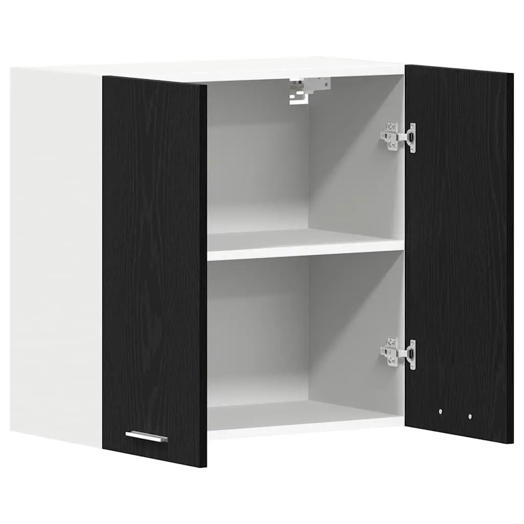 Hanging Kitchen Cabinet Black Oak Modern Storage Organiser 60x31x60cm