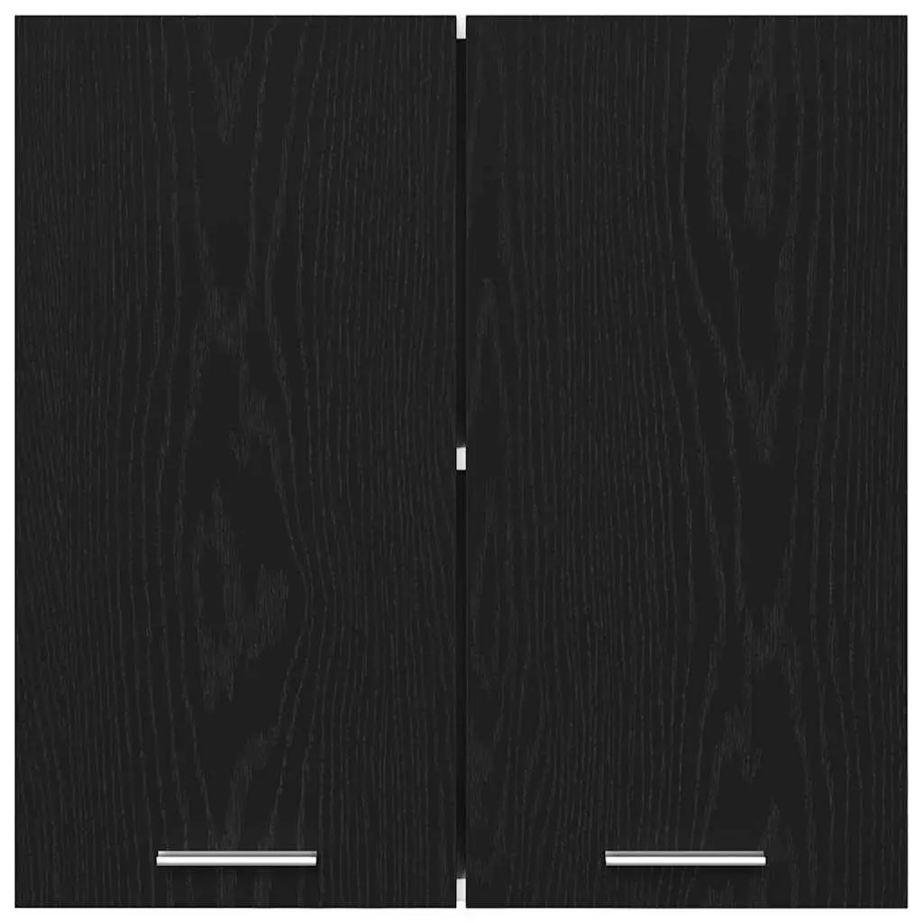 Hanging Kitchen Cabinet Black Oak Modern Storage Organiser 60x31x60cm