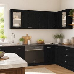 Modern Black Oak Hanging Kitchen Cabinet 80x31x60cm