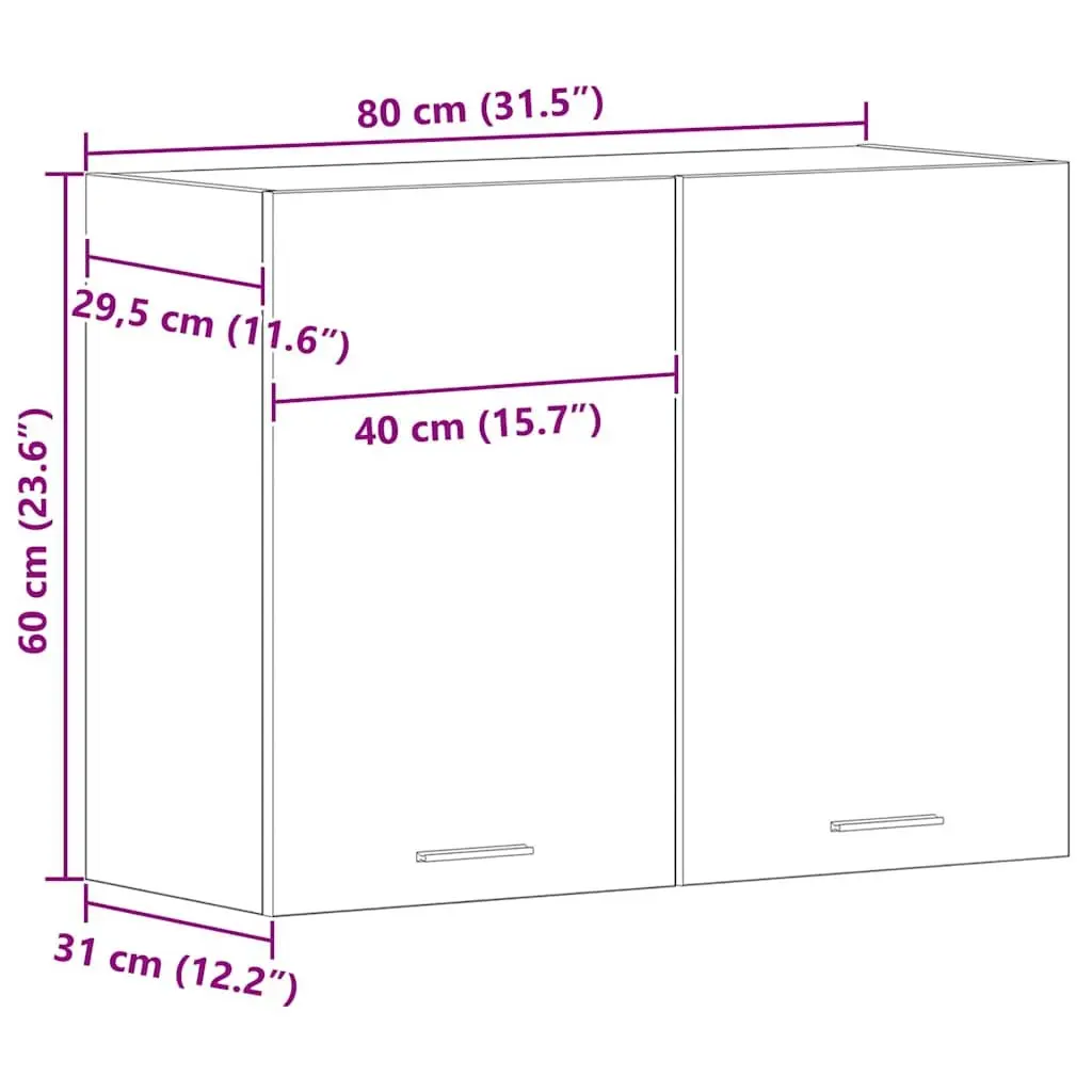 Black Oak Hanging Kitchen Cabinet 80x31x60cm
