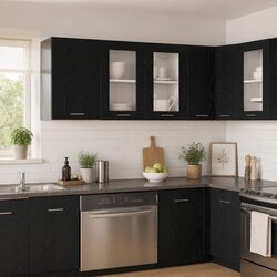 Black Oak Hanging Kitchen Cabinet for Modern Storage