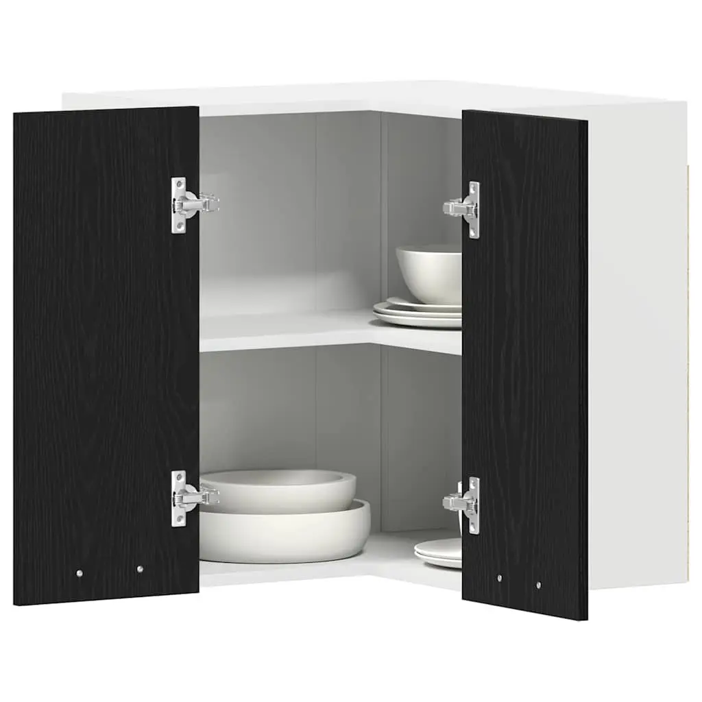 Hanging Kitchen Cabinet Black Modern Storage Engineered Wood 57 x 57 x 60 cm
