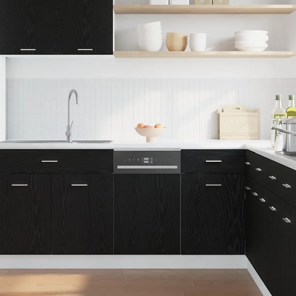 Dishwasher Panel Engineered Wood 45x1.5x67cm Black Oak